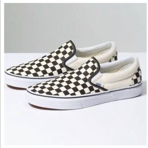 Vans black & white checkered slip ons